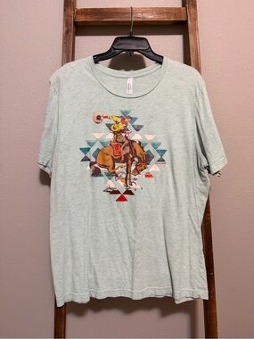 Women's Mint Short-Sleeve Graphic Tee with Rodeo Print - Unbranded